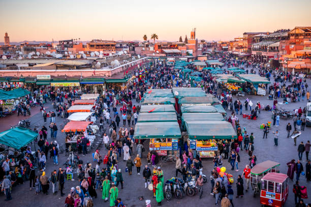 istock Evening Djemaa El Fna Square with Koutoubia Mosque, Marrakech, Morocco 1294323727