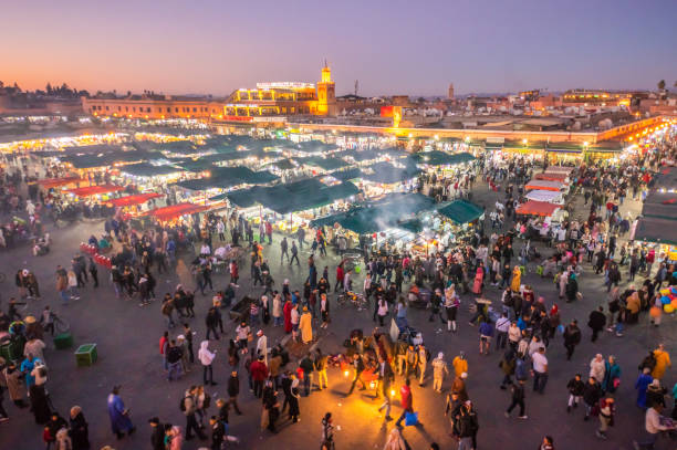 istock Evening Djemaa El Fna Square with Koutoubia Mosque, Marrakech, Morocco 1294324542