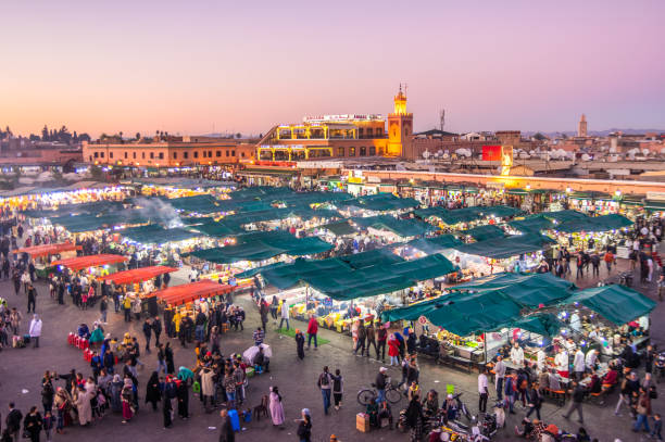 istock Evening Djemaa El Fna Square with Koutoubia Mosque, Marrakech, Morocco 1294324558
