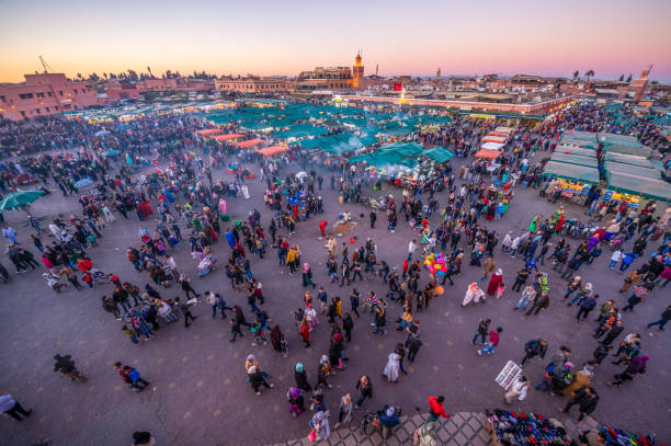 istock Evening Djemaa El Fna Square with Koutoubia Mosque, Marrakech, Morocco 1294324565