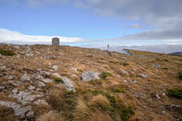 Photo of Trem summit, Dry mountain (Suva planina), Serbia, on a misty autumn day