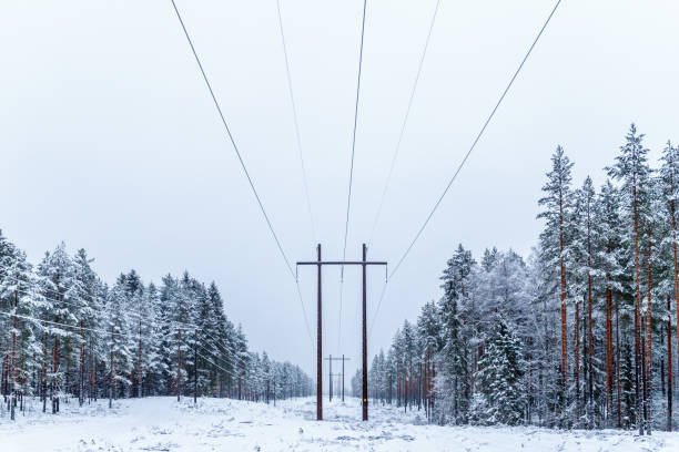 高電圧電源線 - fuel and power generation power line electricity pylon built structure ストックフォトと画像