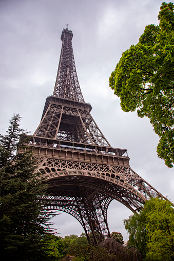 Paris, France. Black and white cityscape with Eiffel Tower.