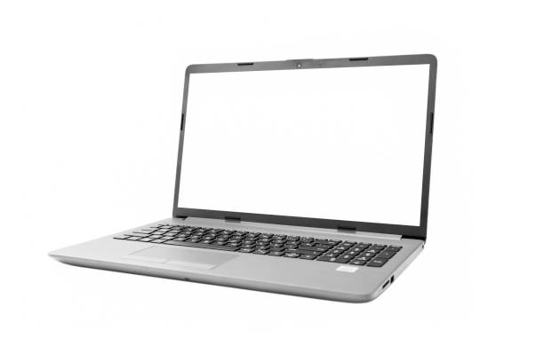 Isolierter Laptop auf weißem Hintergrund Stockfoto