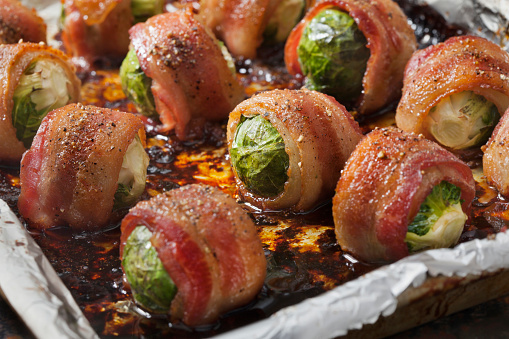 Honey Dijon Glazed Bacon Wrapped Brussels Sprouts