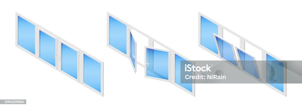 Isometric Vector Window Isometric Vector Illustration Plastic Windows Isolated On White ...