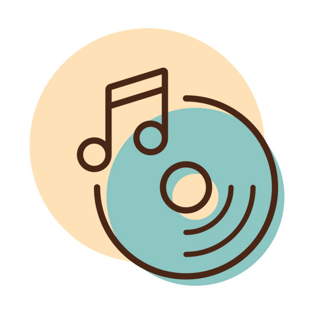Disc and music note vector icon Disc and music note vector icon. Music sign. Graph symbol for music and sound web site and apps design, logo, app, UI dvd logo stock illustrations