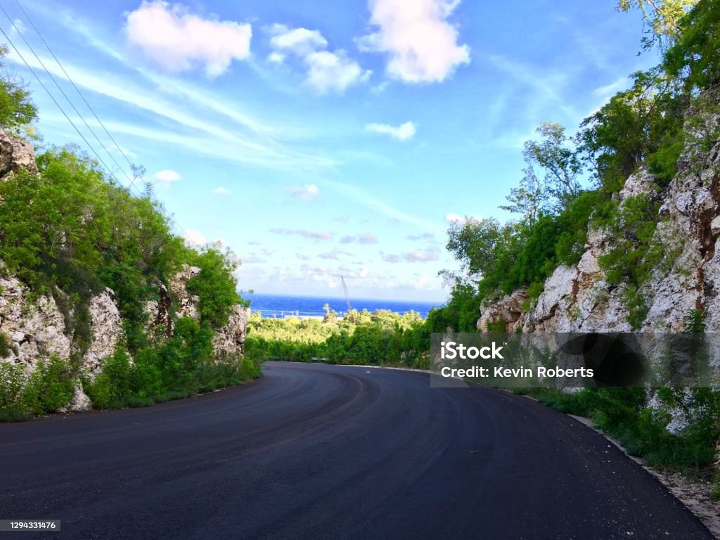 Ann Tatum Road Cayman Brac’s Bluff Road, Cayman Islands. Cayman Islands Stock Photo