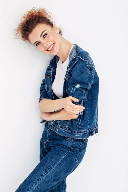 istock Beautiful woman wearing jeans jacket 1294335514
