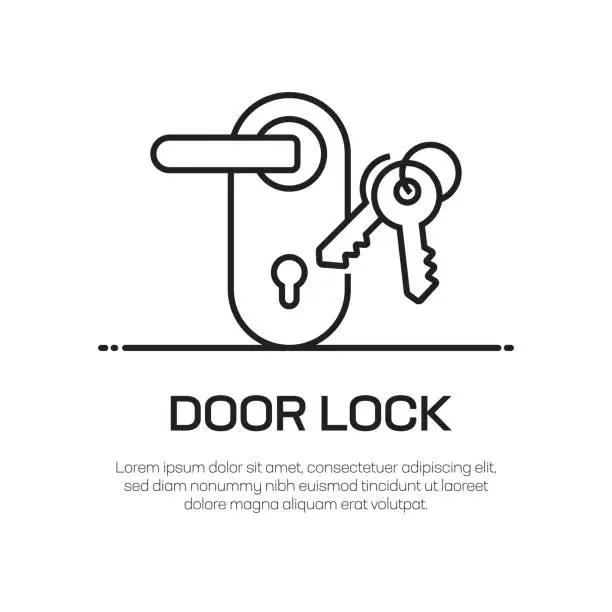 Vector illustration of Door Lock Vector Line Icon - Simple Thin Line Icon, Premium Quality Design Element