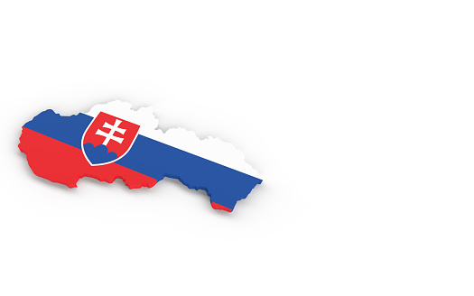 Map of Slovakia with Slovakian flag 3D rendering