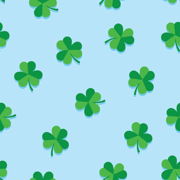 ilustrações de stock, clip art, desenhos animados e ícones de three leaf clover pattern flat - textile backgrounds irish culture decoration