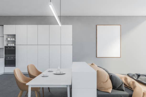 istock White room living and mockup blank canvas in apartment studio with bed 1294344773