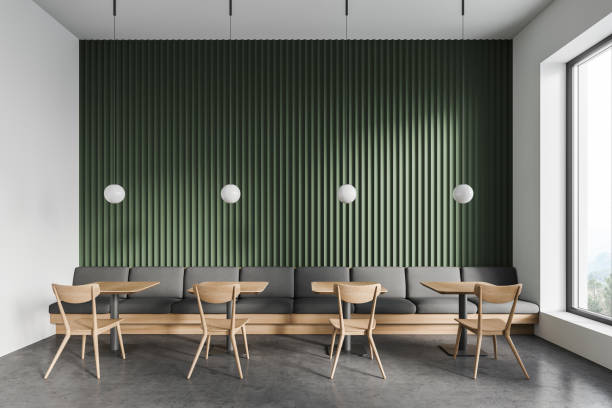 istock Green and white restaurant interior design 1294346436