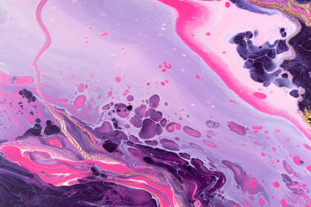 istock Neon pink and purple waves. Fluid Art. Marble effect background or texture 1294349808