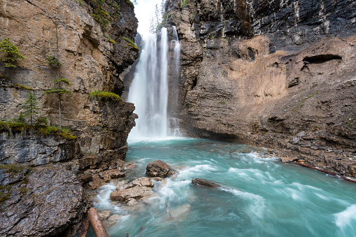 Hiking at Johnson Canyon in Banff National Park, Canada.