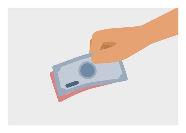 istock hand giving paper money. Simple flat illustration 1294357425