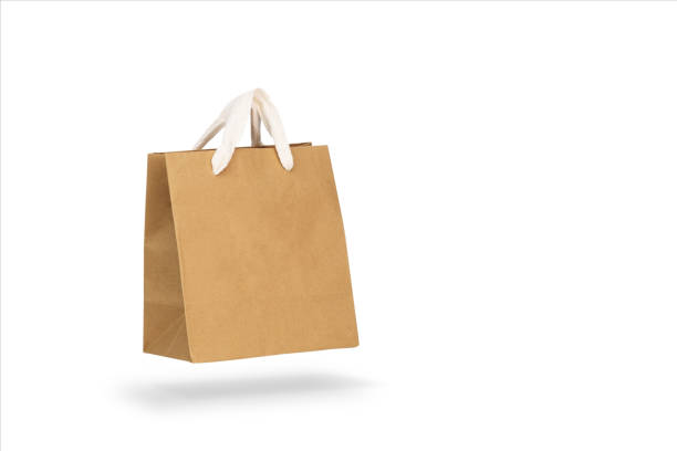 istock mock up-Recycle Craft paper bag mockup isolated on white background. 1294367117