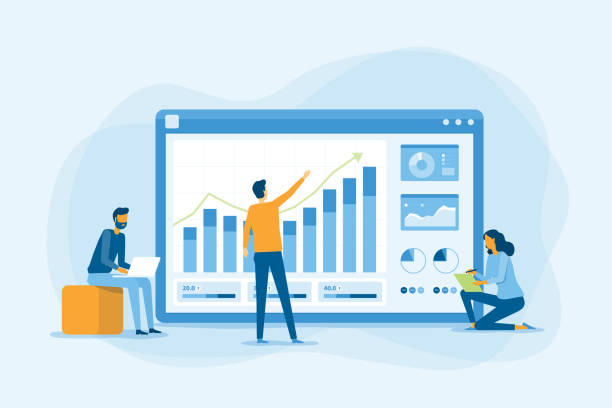 flat business team working analytics and monitoring research on web report dashboard monitor and business finance investment concept This file EPS 10 format. This illustration
contains a transparency . organization improvement risk finance stock illustrations