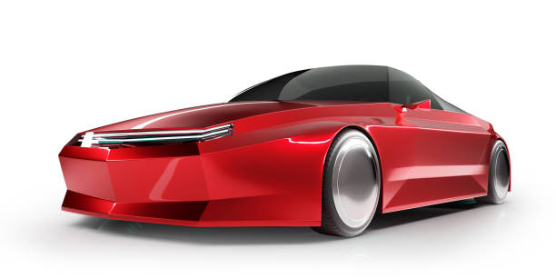 istock Generic red brandless car isolated on white background. 3d rendering 1294373984