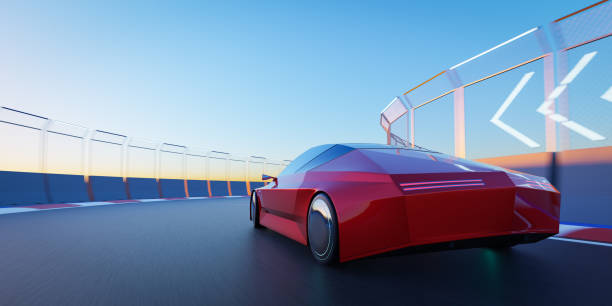 istock Brandless sport car run on the race track. 3d rendering 1294374031