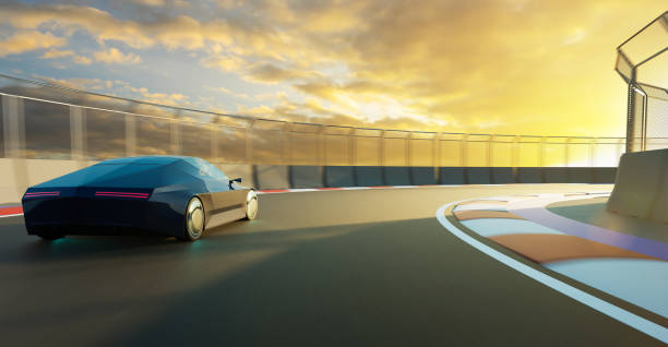 istock Brandless sport car run on the race track. 3d rendering 1294374036