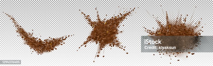 istock Coffee beans explosion, ground arabica powder 1294376405