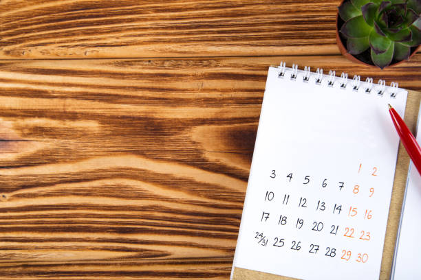 istock white calendar for 2021 month schedule to make an appointment or manage the schedule every day on a wooden table with succulent and ballpoint pen for marks, for work planning 1294380284