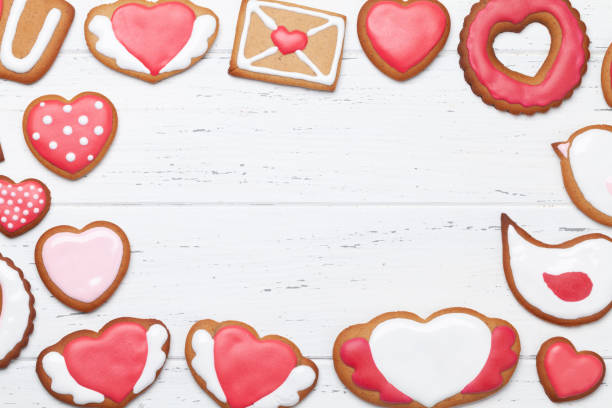 istock Valentines day greeting card with gingerbread cookies 1294381694