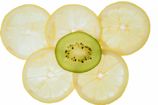 istock translucent lemon and kiwi slices on a white background, citrus fruit slices 1294383165