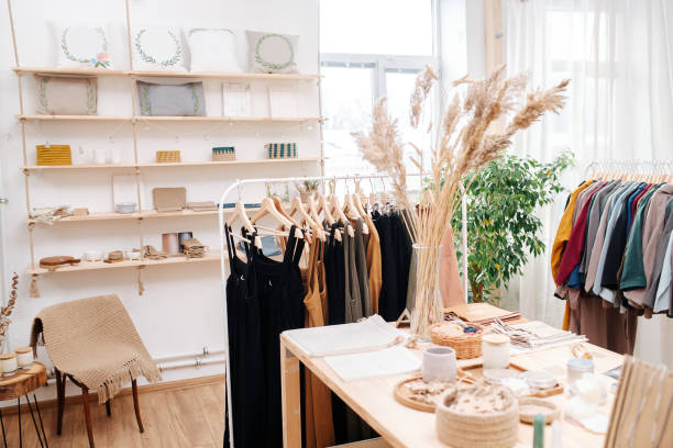 istock Ecological shop with shelves and rack filled with plastic free items 1294385177