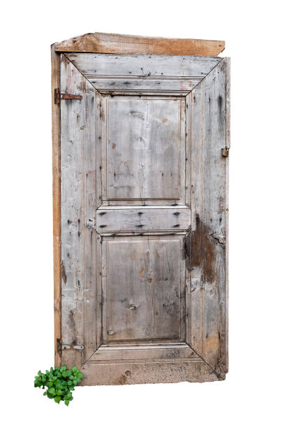 istock Old style wood door isolated 1294387920