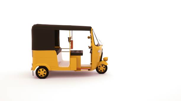 istock Rickshaw car for transporting people, 3d element isolated on white background. High-speed car for transporting people in India. 1294391569