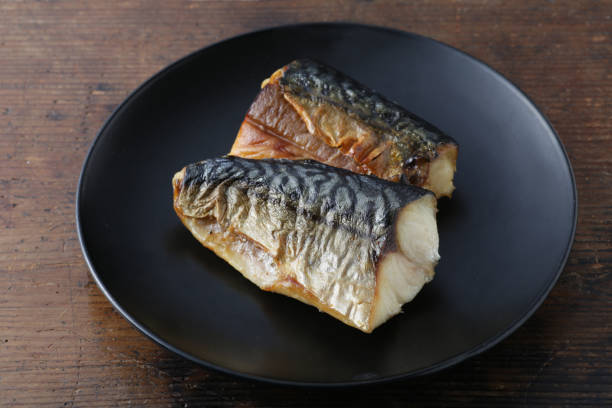 Grilled mackerel stock photo