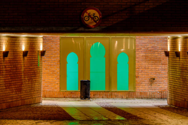 Stockholm, Sweden Sollentuna, Sweden An underground passage in the train station of the Sollentuna Centrum suburb and windows shaped like a minaret. sollentuna centrum stock pictures, royalty-free photos & images