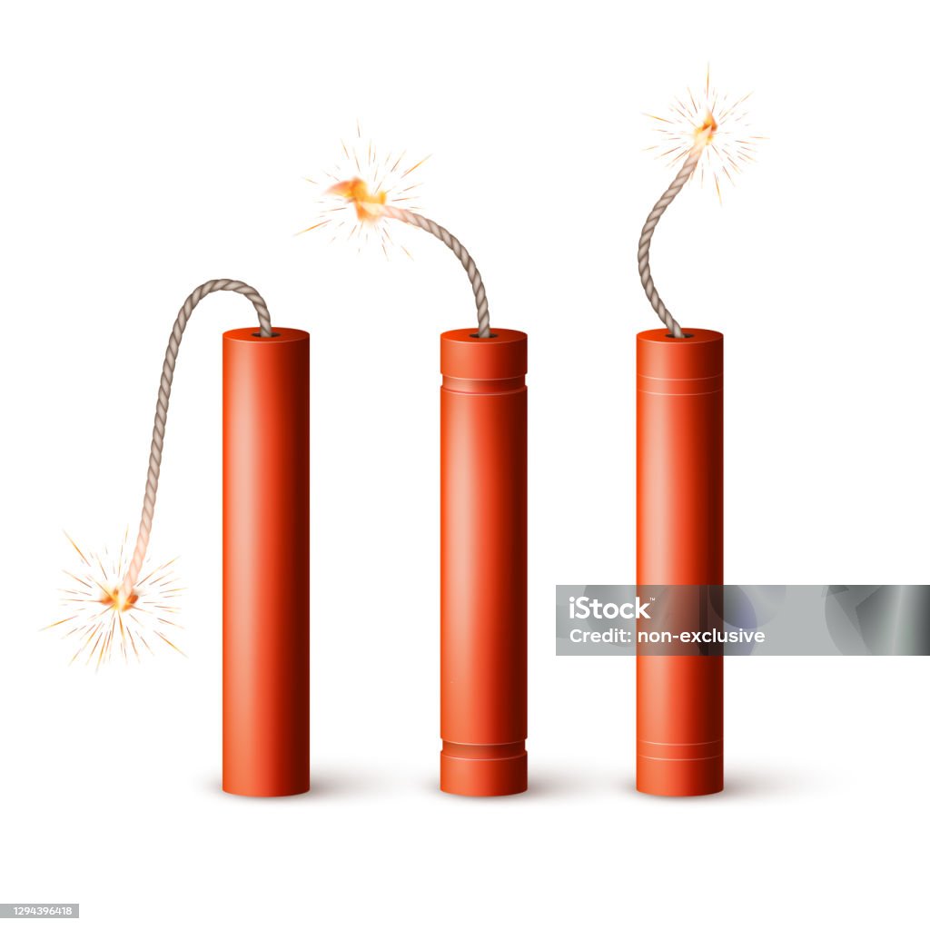 Red Realistic Dynamite Bomb Military Detonate Weapon Vector Red Realistic Dynamite Bomb Military Detonate Weapon Vector