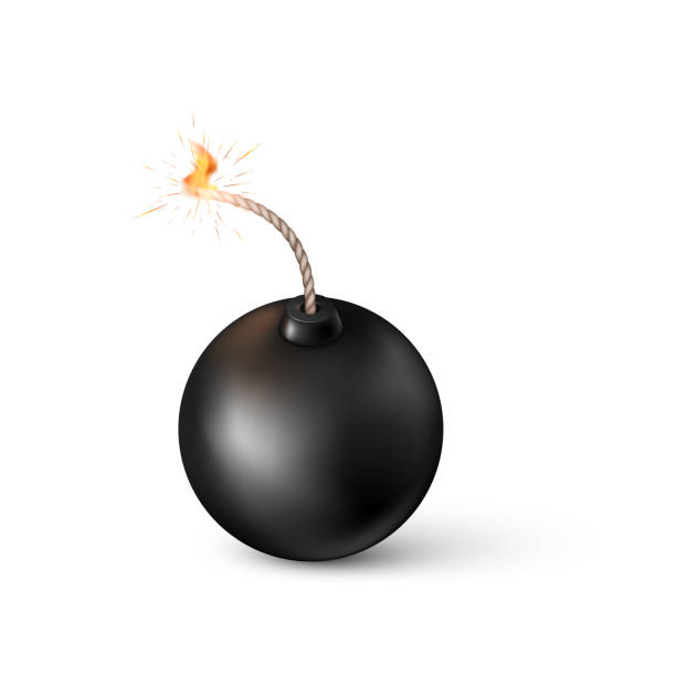 istock Bomb. Burning fuse black bomb in realistic style. Vector illustration 1294396438