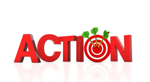 istock ACTION 3D Word with Target and Dart 1294396712