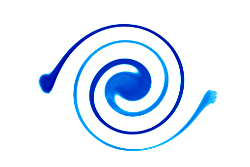 Abstract liquid blue paint spiral background