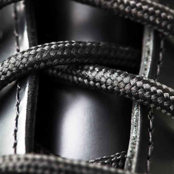 Black leather shoe detail