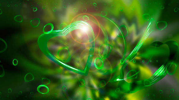 Abstract green background with a heart shape. Computer graphics