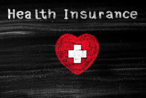 Health insurance concept on blackboard