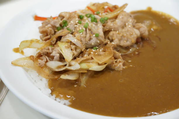 istock Slice pork curry on the white disk Japanese style 1294405007