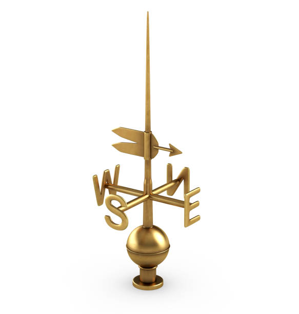 3D illustration of Gold Weathervane on white background