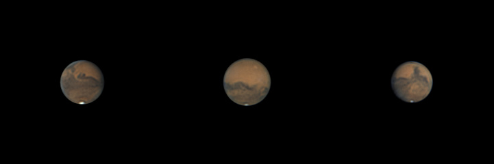 The red planet Mars in opposition, photographed 2020 with a Maksutov telescope from Mannheim in Germany.