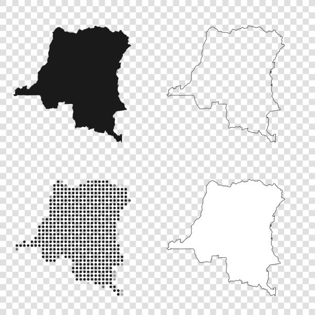 Democratic Republic of the Congo maps for design - Black, outline, mosaic and white Map of Democratic Republic of the Congo for your own design. With space for your text and your background. Four maps included in the bundle: - One black map. - One blank map with only a thin black outline (in a line art style). - One mosaic map. - One white map with a thin black outline. The 4 maps are isolated on a blank background (for easy change background or texture).The layers are named to facilitate your customization. Vector Illustration (EPS10, well layered and grouped). Easy to edit, manipulate, resize or colorize. kinshasa stock illustrations