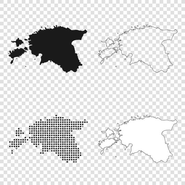 illustrations, cliparts, dessins animés et icônes de cartes estoniennes pour la conception - noir, contour, mosaïque et blanc - estonia