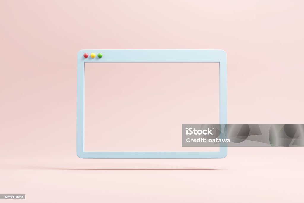 Minimal web simple browser window. Minimal web simple browser window, 3d rendering. Three Dimensional Stock Photo