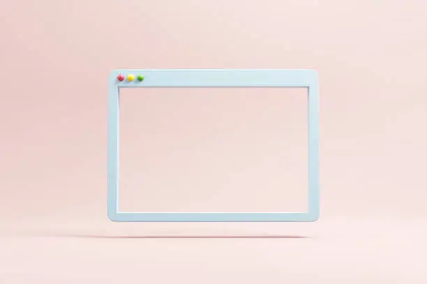 Minimal web simple browser window, 3d rendering.