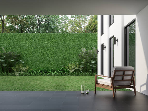 istock Modern style indoor terrace with garden courtyard 3d render 1294412867